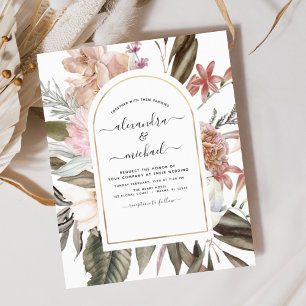 Budget Boho Dusty Pink Burgundy Wedding Invitation
