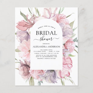 Budget Boho Dusty Pink Purple Bridal Shower Flyer
