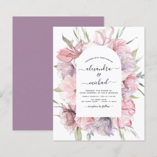 Budget Boho Dusty Pink Purple Wedding Invitation
