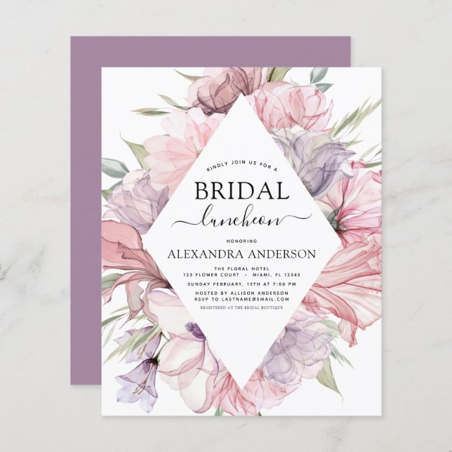 Budget Boho Dusty Purple Bridal Shower Luncheon (Front/Back)