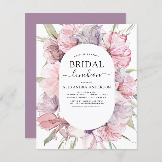 Budget Boho Dusty Purple Bridal Shower Luncheon (Front/Back)