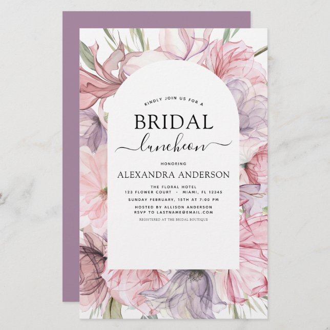 Budget Boho Dusty Purple Bridal Shower Luncheon (Front/Back)
