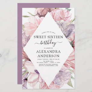 Budget Boho Dusty Purple Sweet 16 Birthday Floral
