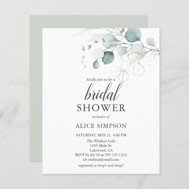 Budget Boho Eucalyptus Leaves Bridal Shower (Front/Back)
