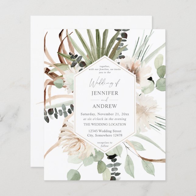 Budget Boho Eucalyptus Palm Leaf& Floral Wedding 3 (Front/Back)