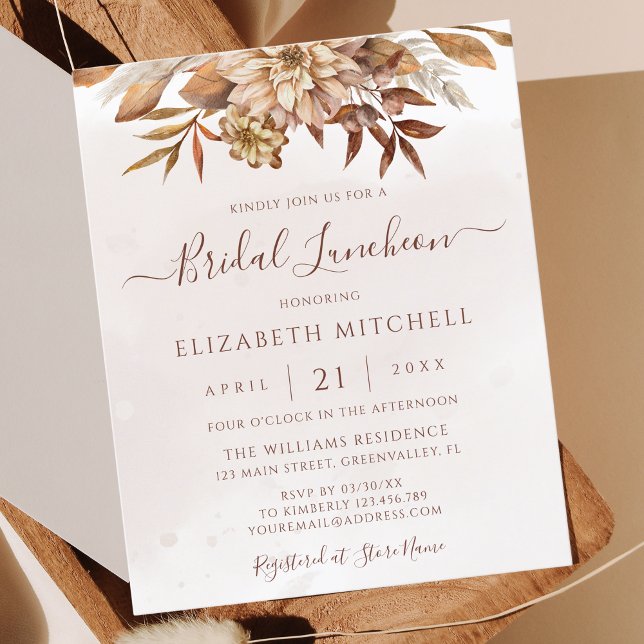 Budget Boho Fall Floral Bridal Luncheon Invitation (Creator Uploaded)