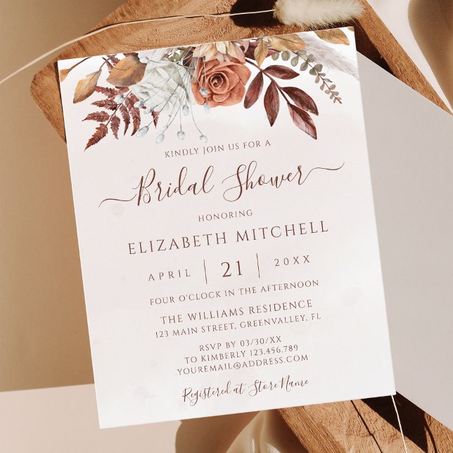 Budget Boho Fall Floral Bridal Shower Invitation (Creator Uploaded)