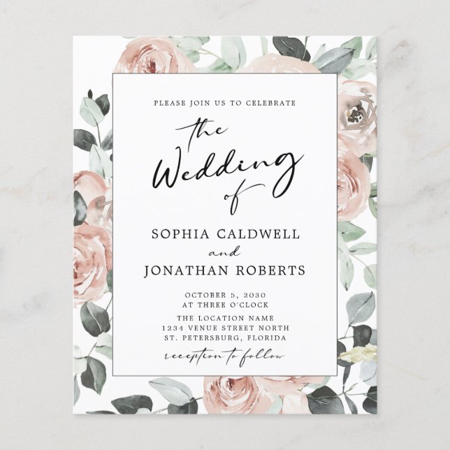 Budget Boho Floral All in One Calligraphy Wedding (Front)