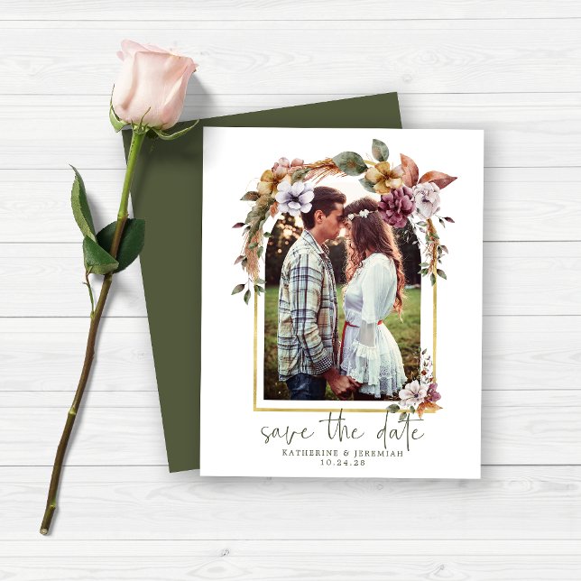 Budget Boho Floral Arch Photo Save the Date (Creator Uploaded)