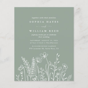 BUDGET Boho Floral Sage Green Wildflower Wedding Flyer