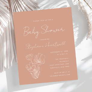 Budget Boho Floral Terracotta Baby Shower Invite