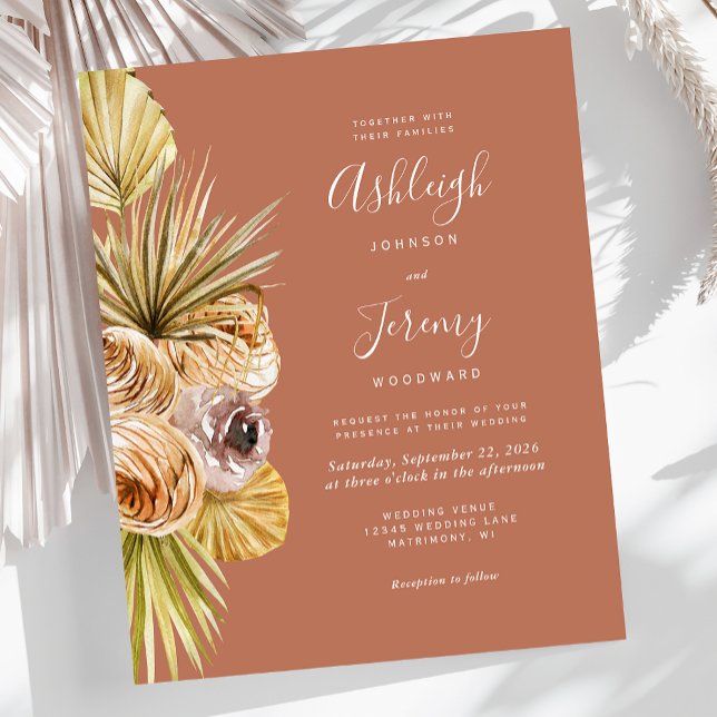 Budget Boho Floral Terracotta Wedding Invitation (Creator Uploaded)