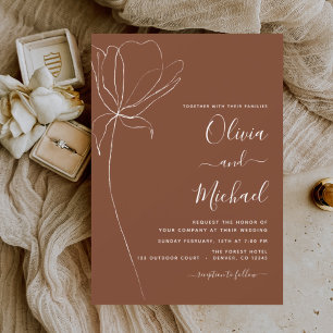 Budget Boho Floral Wedding Minimalist Invitation