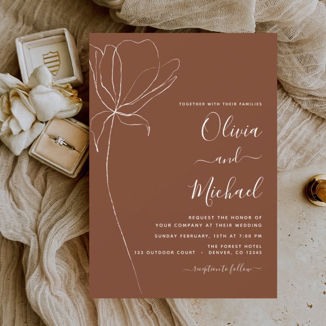 Budget Boho Floral Wedding Minimalist Invitation (Creator Uploaded)