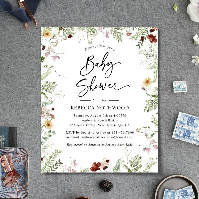 Budget Boho Florals Baby Shower Invitation (Creator Uploaded)
