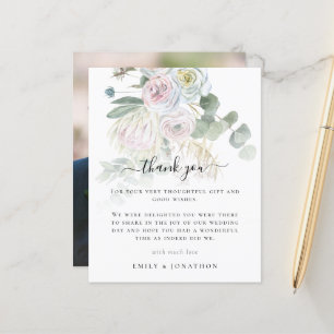 Budget Boho Florals Leaves Photo Wedding Thank You