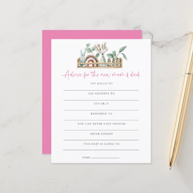 Budget Boho Game Advice New Mum Dad Baby Shower (Front/Back In Situ)