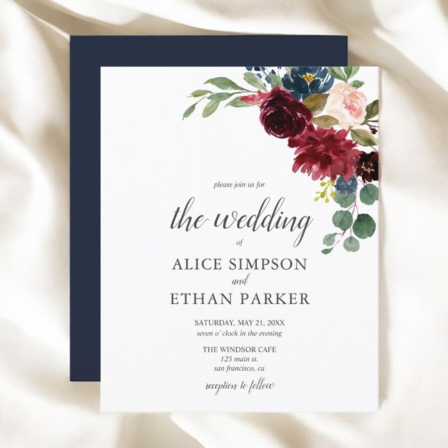 Budget Boho Garden Burgundy Blue Flowers Wedding (Creator Uploaded)