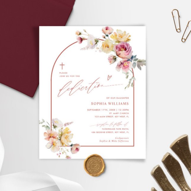 Budget Boho Garden Rose Dedication Invitation (Creator Uploaded)