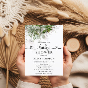 Budget Boho Greenery Baby Shower Invitation Postcard