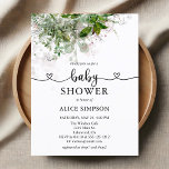 Budget Boho Greenery Baby Shower Invitation Postcard<br><div class="desc">Postcard baby shower invitation features greenery and a cute heart calligraphy.</div>