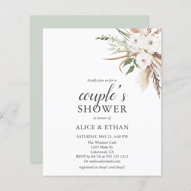 Budget Boho Greenery Pampa Grass Couples Shower (Front/Back)