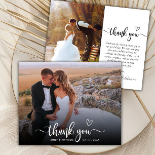 Budget Boho Heart Script 2 Photo Wedding Thank You