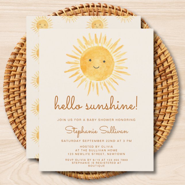 Budget Boho Hello Sunshine Baby Shower Invitation (Creator Uploaded)