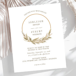 Budget Boho Hoop Pampas Grass Wedding Invitation