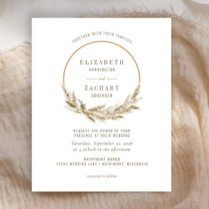 Budget Boho Hoop Pampas Grass Wedding Invitation