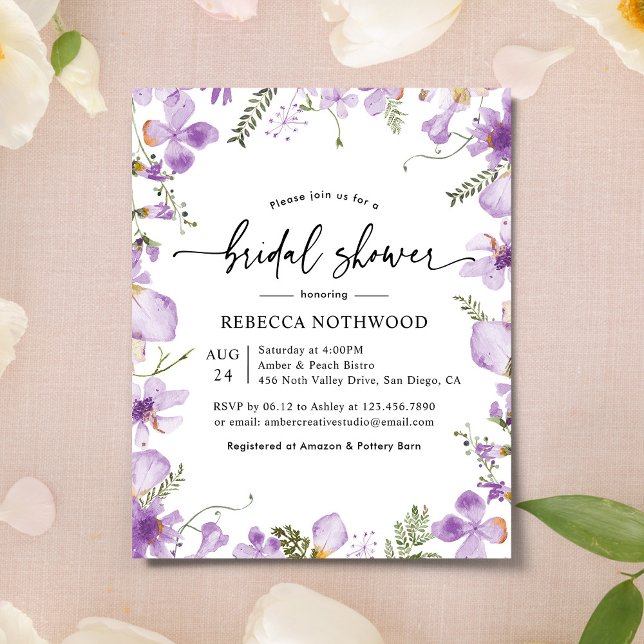 Budget Boho Lavender Bridal Shower Invitation  (Creator Uploaded)