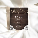 Budget Boho Mason Jars Wedding Save The Date<br><div class="desc">Budget Boho chic wedding save the date flyer features mason jars and string lights on wood.</div>