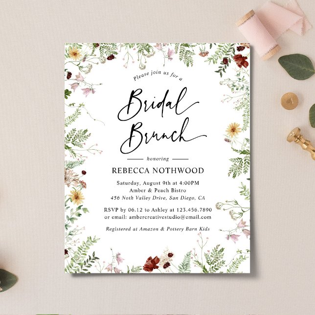Budget Boho Nature Floral Bridal Brunch Invitation (Creator Uploaded)