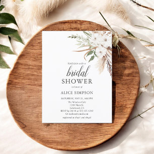 Budget Boho Pampa Grass Greenery Bridal Shower Invitation Postcard
