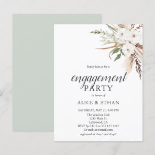 Budget Boho Pampa Grass Greenery Engagement Party  Invitation Postcard