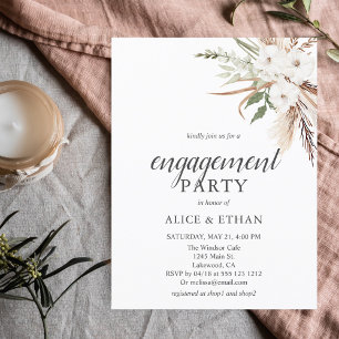 Budget Boho Pampa Grass Greenery Engagement Party Invitation Postcard
