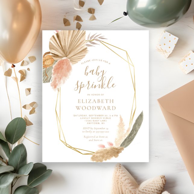 Budget Boho Pampas Grass Baby Sprinkle Invitation (Creator Uploaded)