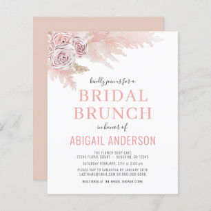Budget Boho Pampas Grass Bridal Brunch Invitation