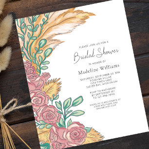 BUDGET Boho Pampas Grass Bridal Shower Invitation
