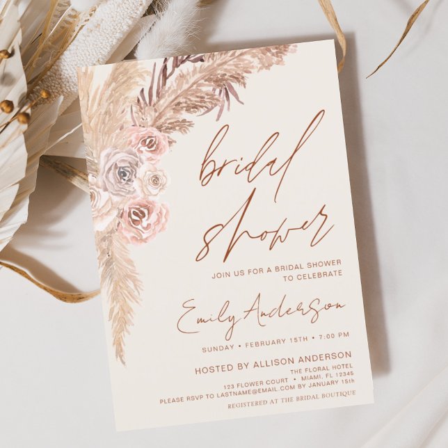 Budget Boho Pampas Grass Bridal Shower Invitation Flyer (Creator Uploaded)