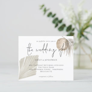 Budget Boho Pampas Grass Cream Wedding Invitation
