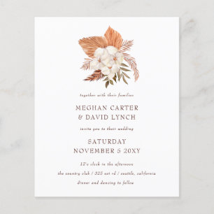 Budget Boho pampas Grass Desert Wedding Invitation