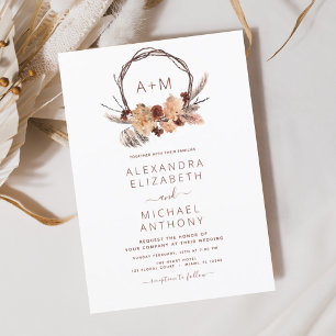 Budget Boho Pampas Grass Monogram Wedding