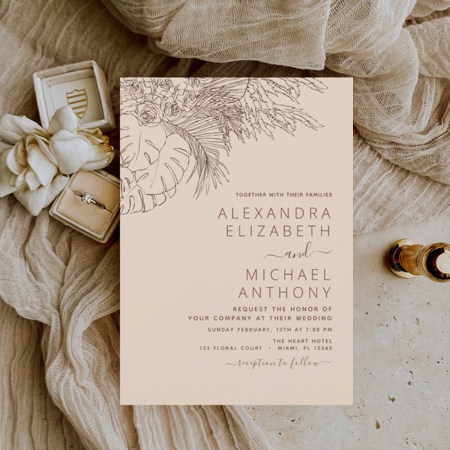 Budget Boho Pampas Grass Wedding Invitation Flyer (Creator Uploaded)