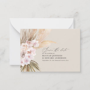 budget boho pampas grass wedding save the date card