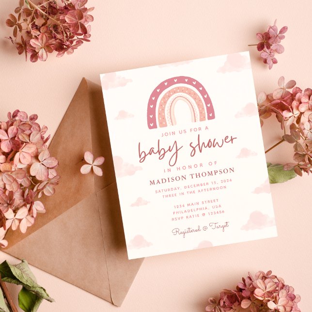 Budget Boho Pastel Pink Rainbow Clouds Baby Shower (Creator Uploaded)