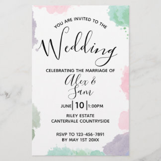 Budget Boho Pastel Watercolor Wedding Invitation Flyer