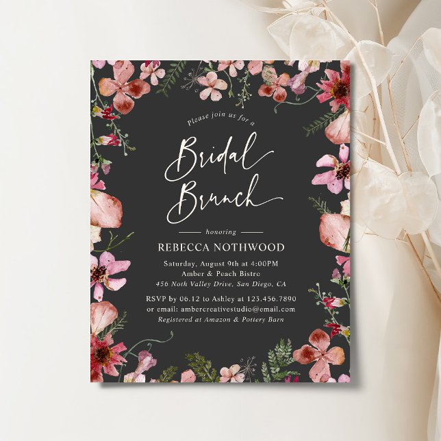 Budget Boho Peach Grey Bridal Brunch Invitation (Creator Uploaded)