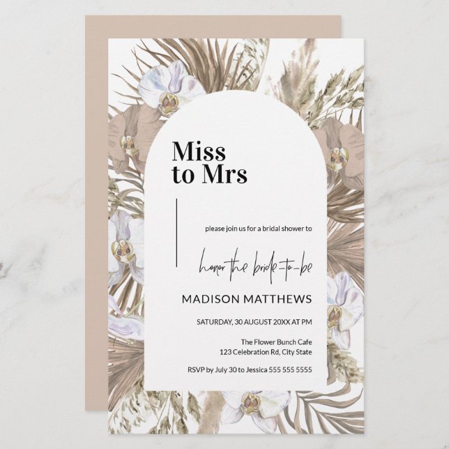 Budget Boho Pink Blush Bridal Shower Invite (Front/Back)