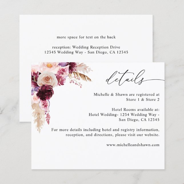 Budget Boho Pink Frame Pampas Grass  Details (Front/Back)